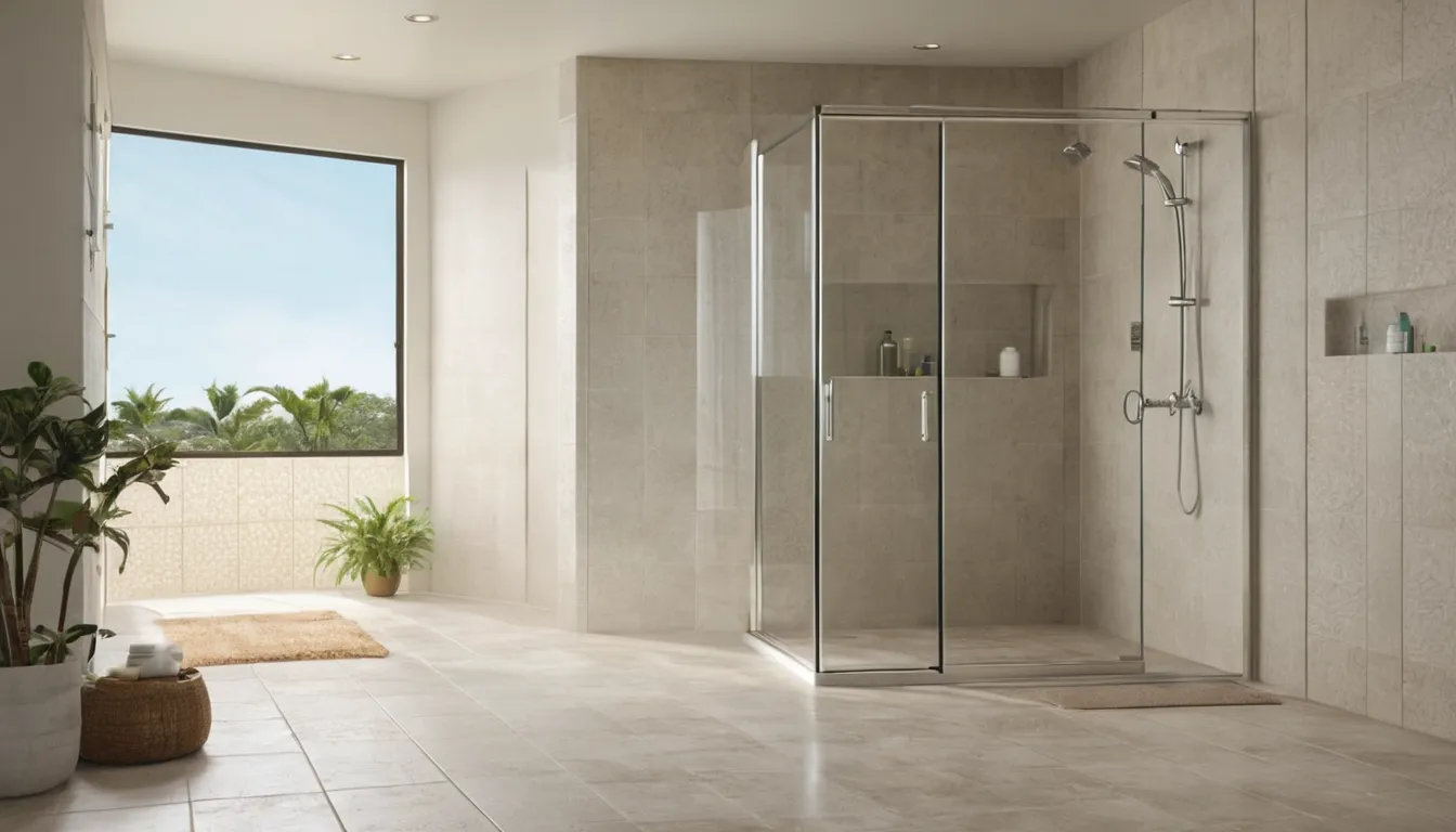 Bright, modern walk-in shower with a low entry and grab bar in a Winter Park home