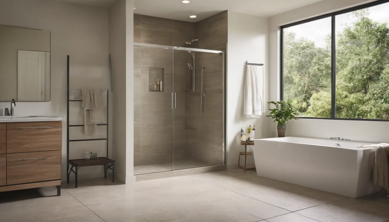 Provider measuring a bright walk-in shower with a low threshold in a Winter Park home